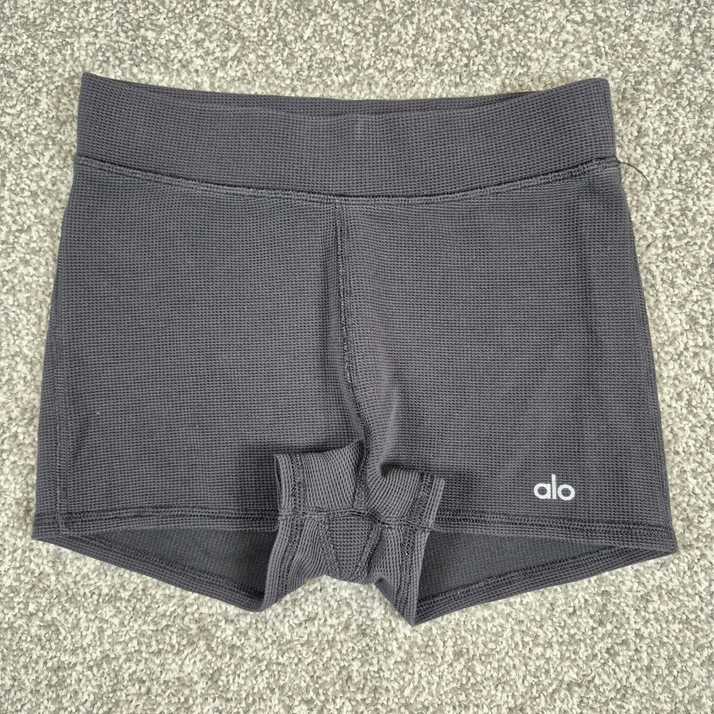 Alo Yoga Micro Waffle Knit Shorts Womens Small Black Lounge